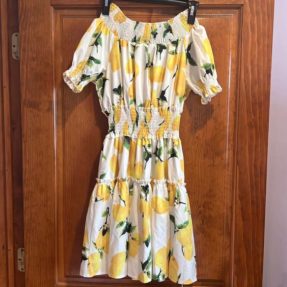 Lemon off the shoulder dress
